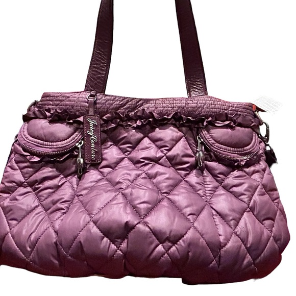 Juicy Couture Vintage Large Purple Quilted Bag with Removable Strap 17”x12” - Picture 6 of 16